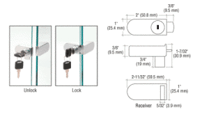 Vitrinenschlösser zum Aufkleben an Glastüren.